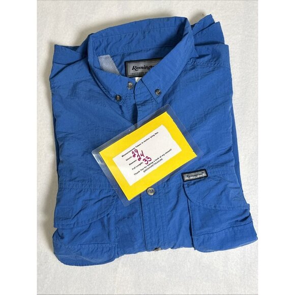 Remington Shirt Mens XXL 2XL Blue Vented Back Roll Tab Outdoor - Picture 10 of 10